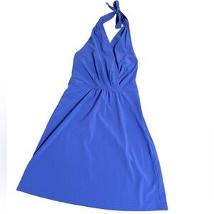 ATHLETA | Go Anywhere Solid Blue Halter Dress
